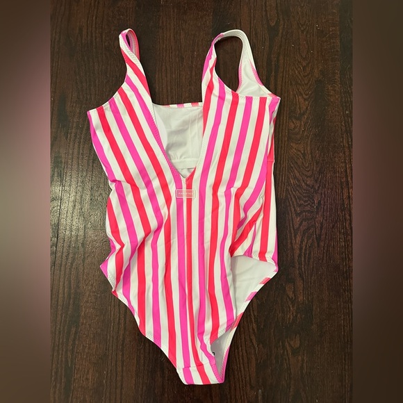 Sunset Scoop One-Piece Swimsuit Neon Candy Stripe Size Large NWT! - Picture 5 of 10
